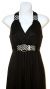 Broad Strapped  Halter Top Evening Dress in Black closeup